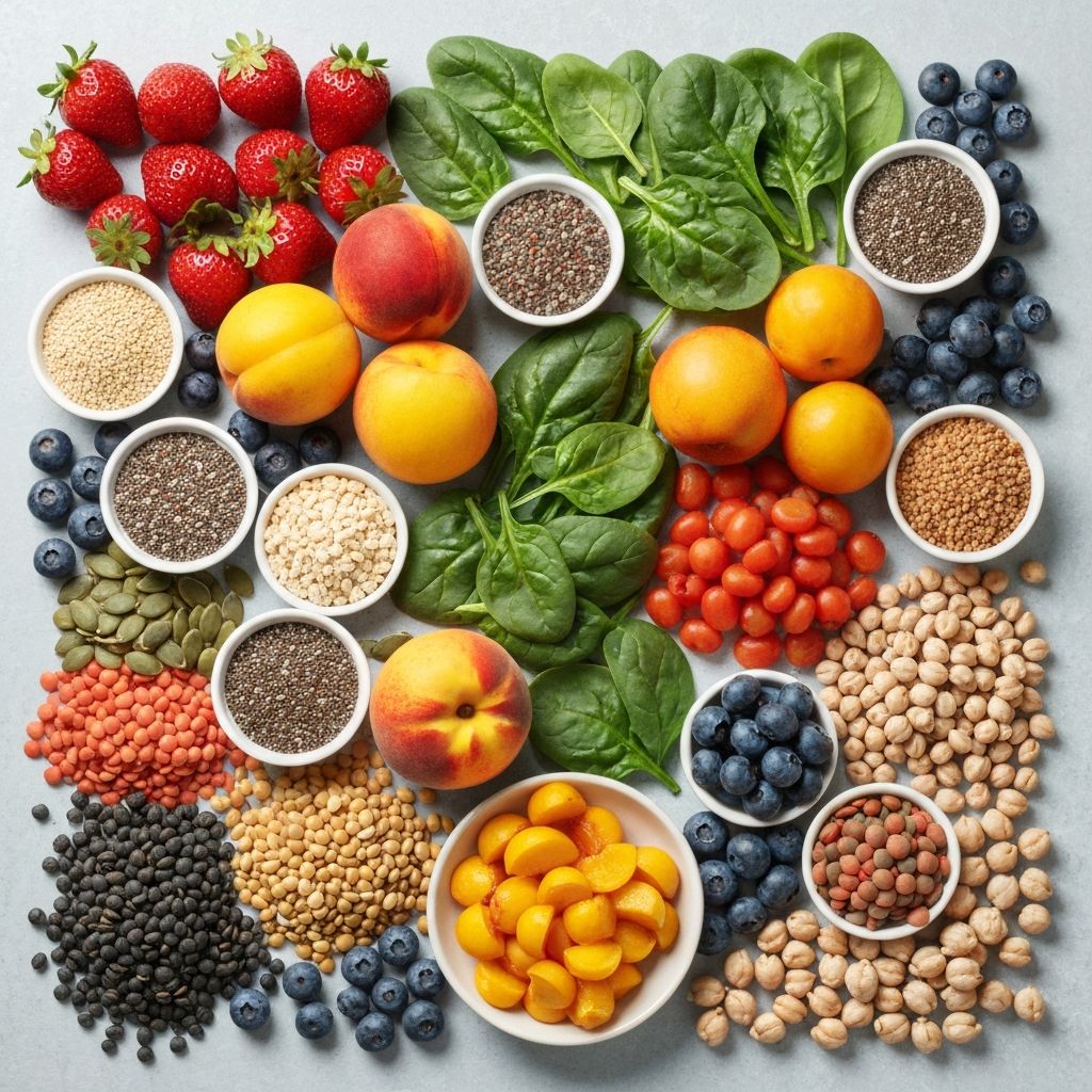 Variety of colorful plant-based foods